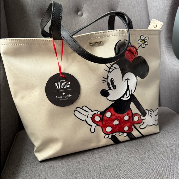 Kate Spade Black and Cream Tote with Minnie Mouse Design - Picture 1 of 3